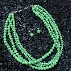 Mint green layered necklace set
